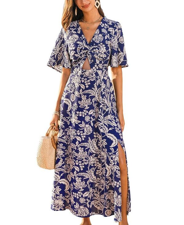 【送料無料】 カップシー レディース ワンピース トップス Women's Indigo Tropics Floral Maxi Beach Dress White