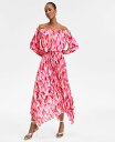 【送料無料】 アイ.エヌ.シー インターナショナル コンセプト レディース ワンピース トップス Women's Printed Pleated Off-The-Shoulder Maxi Dress Vera Bouqu(4)