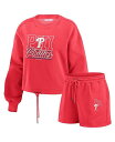 【送料無料】 ウェア バイ エリン アンドルーズ レディース パーカー・スウェット アウター Women's Red Philadelphia Phillies Washed Fleece Sweatshirt Shorts Lounge Set Red