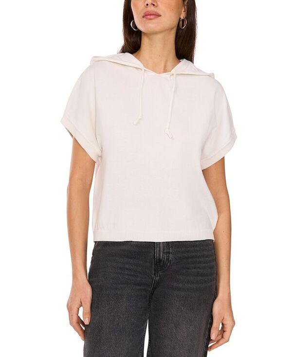 ヴィンスカムート レディース アウター ニット・セーター 半袖 パーカー Vince Camuto Women's Short-Sleeve Sweater Hoodie Antique White ホワイト