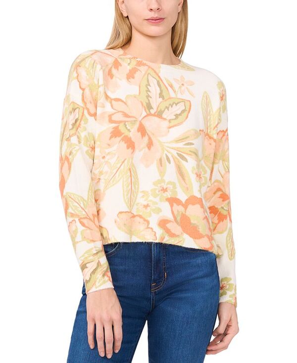 【送料無料】 セセ レディース ニット・セーター アウター Women's Floral Crewneck Sweater New Ivory