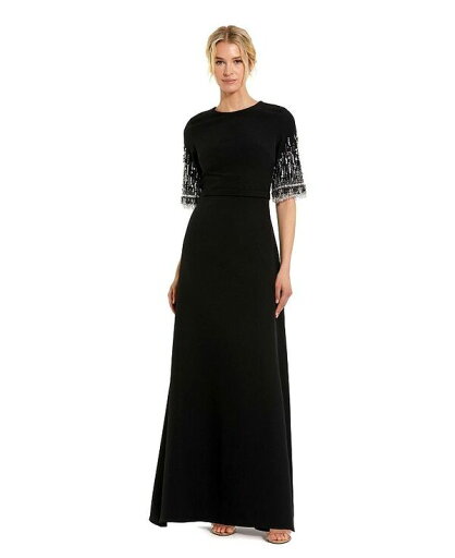 【送料無料】 マックダガル レディース ワンピース トップス Women's Crepe A Line Gown With Beaded 3/4 Sleeves Black 【送料無料】 マックダガル レディース ワンピース トップス Women's Crepe A Line Gown With Beaded 3/4 Sleeves Black