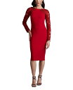【送料無料】 タダシショージ レディース ワンピース トップス Emille Embroidered Illusion Cocktail Dress Red