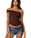 【送料無料】 アディクテッド レディース シャツ トップス Womens Yafa Asymmetric Off Shoulder Top Brown