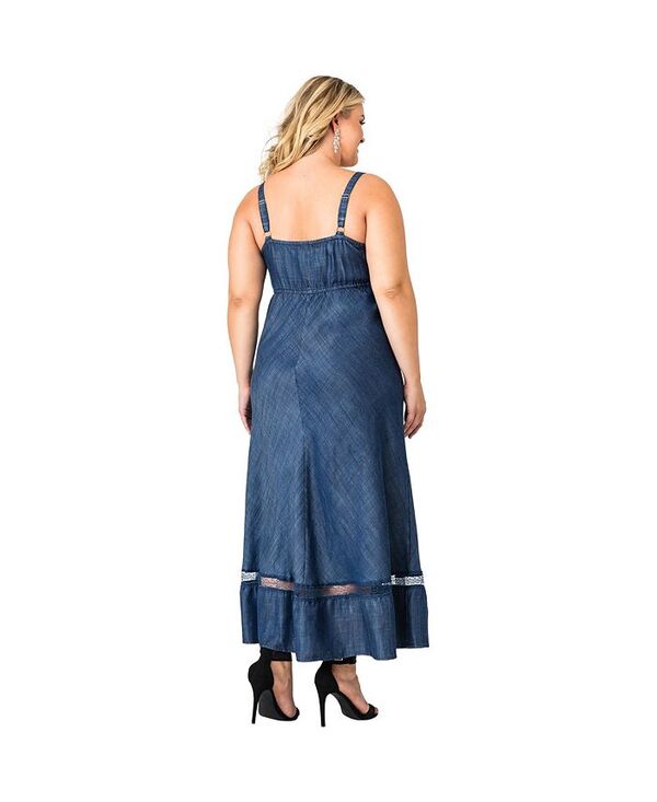スタンダーズ アンド プラクティス レディース トップス ワンピース デニム Medium blue Standards & Practices Plus Size Women's Straps Denim Tencel Maxi Dress