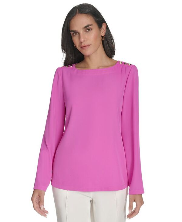 【送料無料】 ホルストンヘリテイジ レディース シャツ トップス Women's Button-Trim Top Orchid