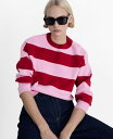 【送料無料】 マンゴ レディース ニット・セーター アウター Women's Round-Neck Striped Sweater Red(4)