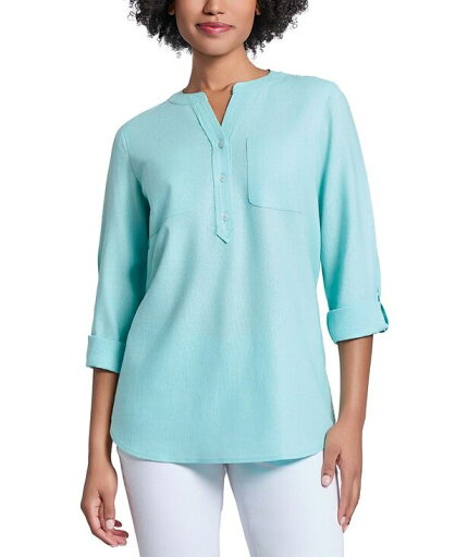 【送料無料】 ジョーンズニューヨーク レディース シャツ トップス Women's Y-Neck Long-Sleeve Tunic Aqua Mist 【送料無料】 ジョーンズニューヨーク レディース シャツ トップス Women's Y-Neck Long-Sleeve Tunic Aqua Mist
