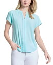 【送料無料】 ジョーンズニューヨーク レディース シャツ トップス Women's Split-Neck Short-Sleeve Henley Top Aqua Mist(4)