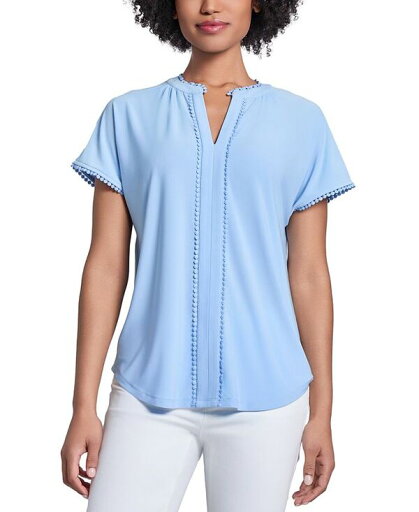 【送料無料】 ジョーンズニューヨーク レディース シャツ トップス Women's Split-Neck Short-Sleeve Henley Top Chintz Blue 【送料無料】 ジョーンズニューヨーク レディース シャツ トップス Women's Split-Neck Short-Sleeve Henley Top Chintz Blue
