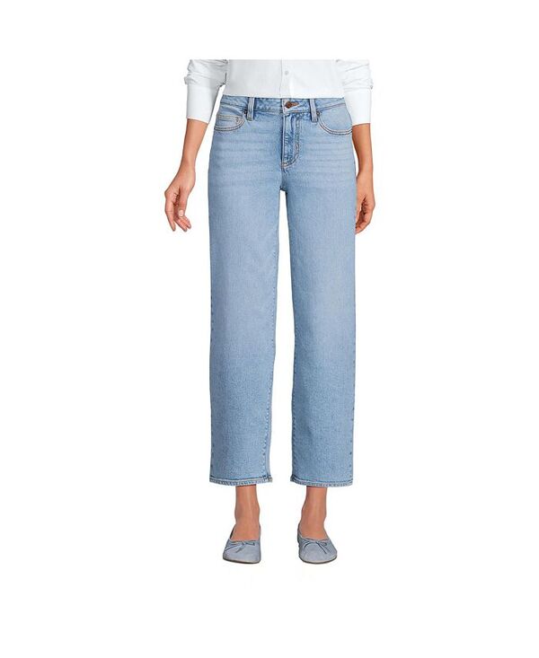 【送料無料】 ランズエンド レディース デニムパンツ ボトムス Women's Soft Denim Mid Rise Relaxed Straight Crop Jeans Harlow blue wash