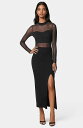 【送料無料】 ベベ レディース ワンピース トップス Women's Rib Mock Neck Maxi Dress with Powermesh Black