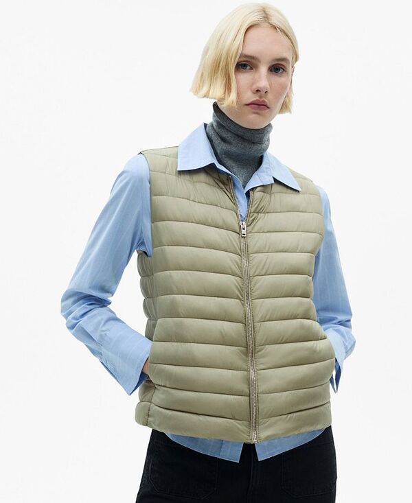 【送料無料】 マンゴ レディース ジャケット・ブルゾン アウター Women's Quilted Gilet Jacket Pastel Green