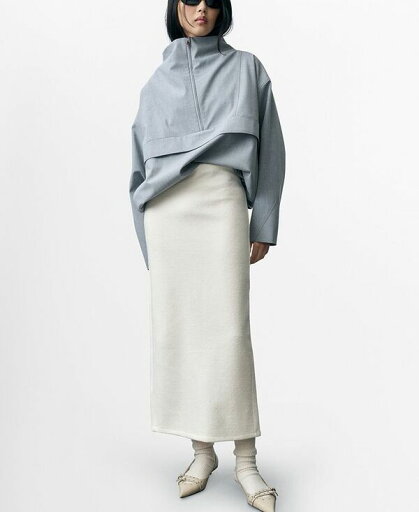 【送料無料】 マンゴ レディース スカート ボトムス Women's Wool Blend Midi Skirt Ecru 【送料無料】 マンゴ レディース スカート ボトムス Women's Wool Blend Midi Skirt Ecru