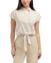 【送料無料】 エレントレイシー レディース シャツ トップス Women's Linen Blend Sleeveless Tie Hem Button Down Top Beige batik floral