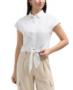 【送料無料】 エレントレイシー レディース シャツ トップス Women's Linen Blend Sleeveless Tie Hem Button Down Top White