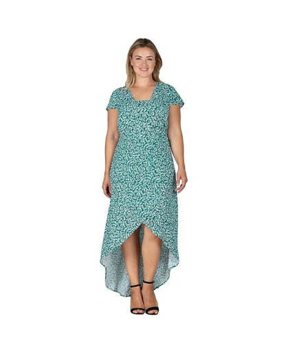【送料無料】 スタンダーズ アンド プラクティス レディース ワンピース トップス Plus Size Women's Cap Sleeve High-Low Tulip Dress Green leopard 【送料無料】 スタンダーズ アンド プラクティス レディース ワンピース トップス Plus Size Women's Cap Sleeve High-Low Tulip Dress Green leopard