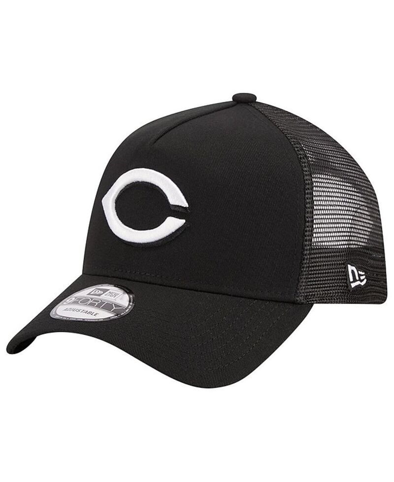【送料無料】 ニューエラ メンズ 帽子 アクセサリー Men's Black Cincinnati Reds A-Frame 9FORTY Trucker Adjustable Hat Black