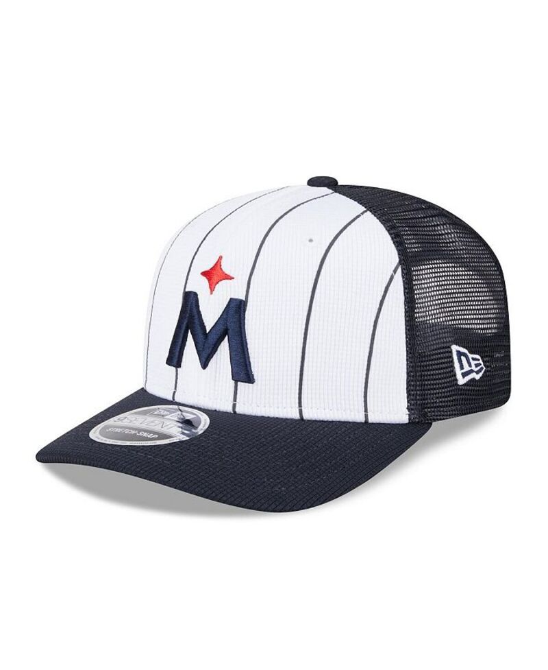 【送料無料】 ニューエラ メンズ 帽子 アクセサリー Men's White/Navy Minnesota Twins 2025 Batting Practice 9SEVENTY Stretch-Snap Trucker Hat White Navy