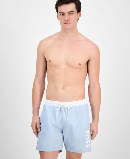 【送料無料】 ヒューゴボス メンズ ハーフパンツ・ショーツ 水着 Men's Logo 6" Swim Trunks Lt/pasblue 【送料無料】 ヒューゴボス メンズ ハーフパンツ・ショーツ 水着 Men's Logo 6" Swim Trunks Lt/pasblue