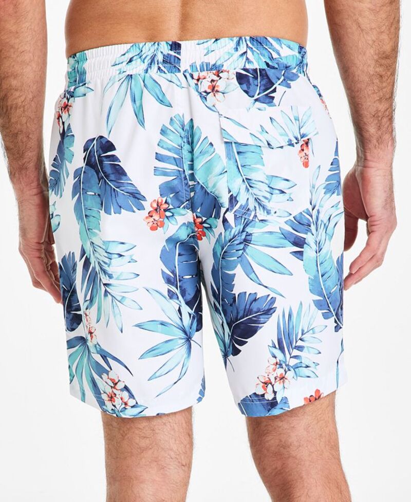 クラブルーム メンズ 水着 ハーフパンツ・ショーツ スイム/サーフ Club Room Men's Billie Tropical Print Drawstring 7" Swim Trunks Bright White