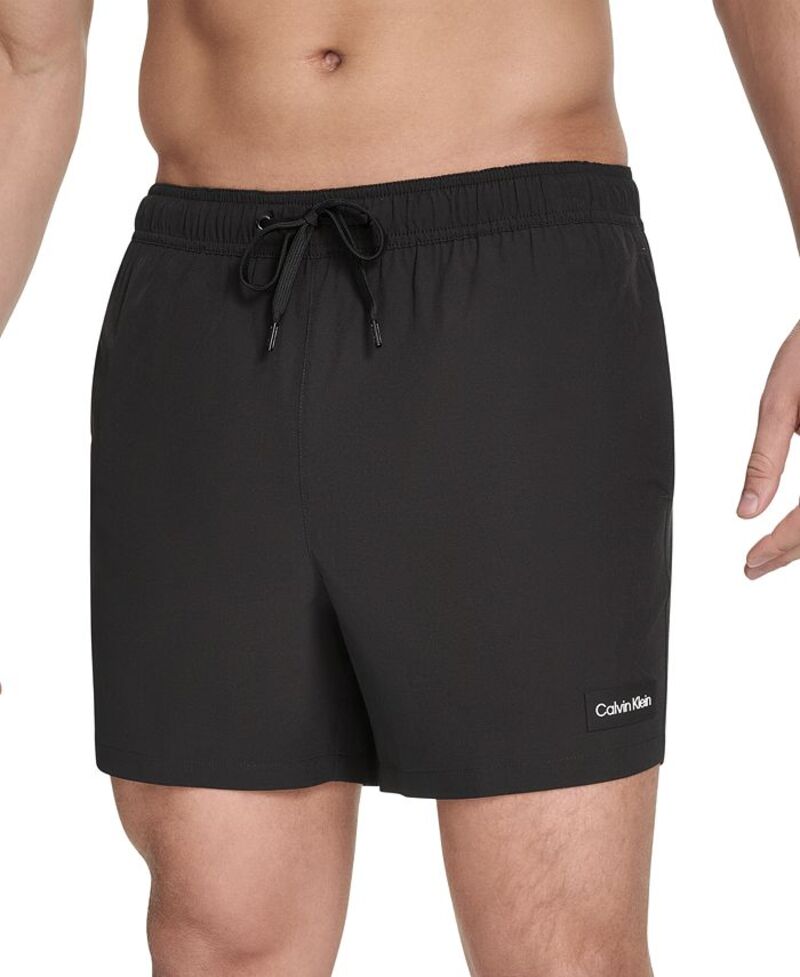 カルバンクライン メンズ 水着 ハーフパンツ・ショーツ Calvin Klein Men's Core Euro Regular-Fit Quick-Dry 5 Swim Trunks with Compression Short Liner Black ブラック