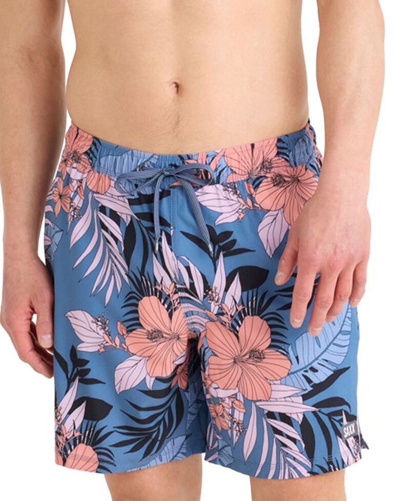 【送料無料】 サックス メンズ ハーフパンツ・ショーツ 水着 Men's Oh Buoy 2 in 1 5" Stretch Swim Short Hibiscus Jungle