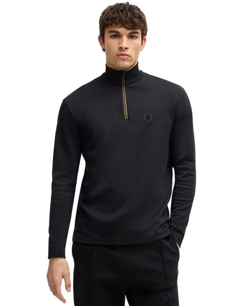 ̵ ҥ塼ܥ  ݥ ȥåץ Men's Double B Monogram Zip-Neck Polo Shi...