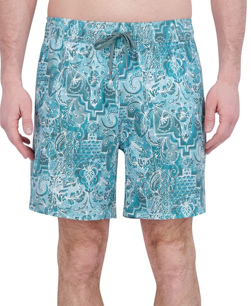 【送料無料】 ロバートグラハム メンズ ハーフパンツ・ショーツ 水着 Men's Drew Floral Print Drawstring 7" Swim Trunks Sage Damask