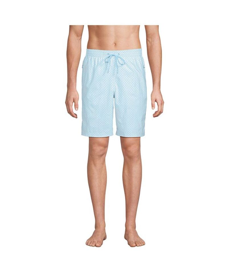 【送料無料】 ランズエンド メンズ ハーフパンツ・ショーツ 水着 Men's 9" Volley Hydroliner Swim Trunks Light blue scales