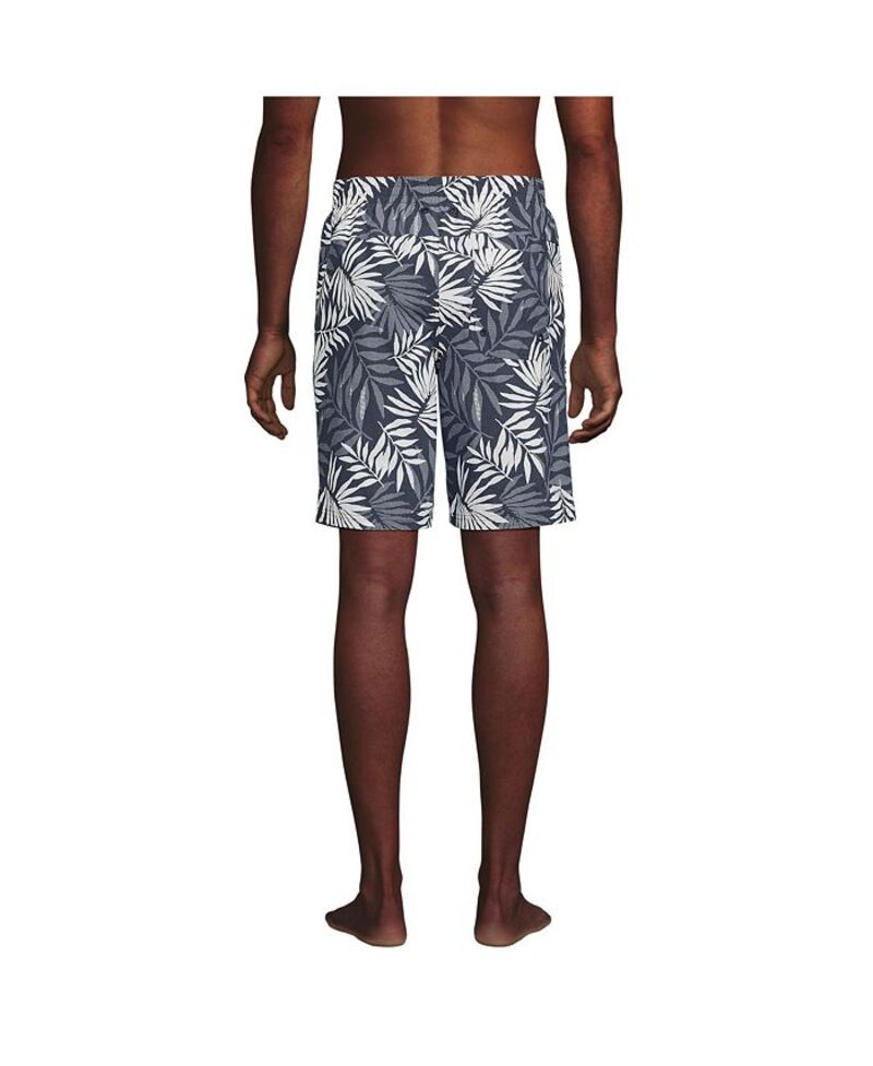 【送料無料】 ランズエンド メンズ ハーフパンツ・ショーツ 水着 Men's 9" Volley Hydroliner Swim Trunks Slate blue stipple palm