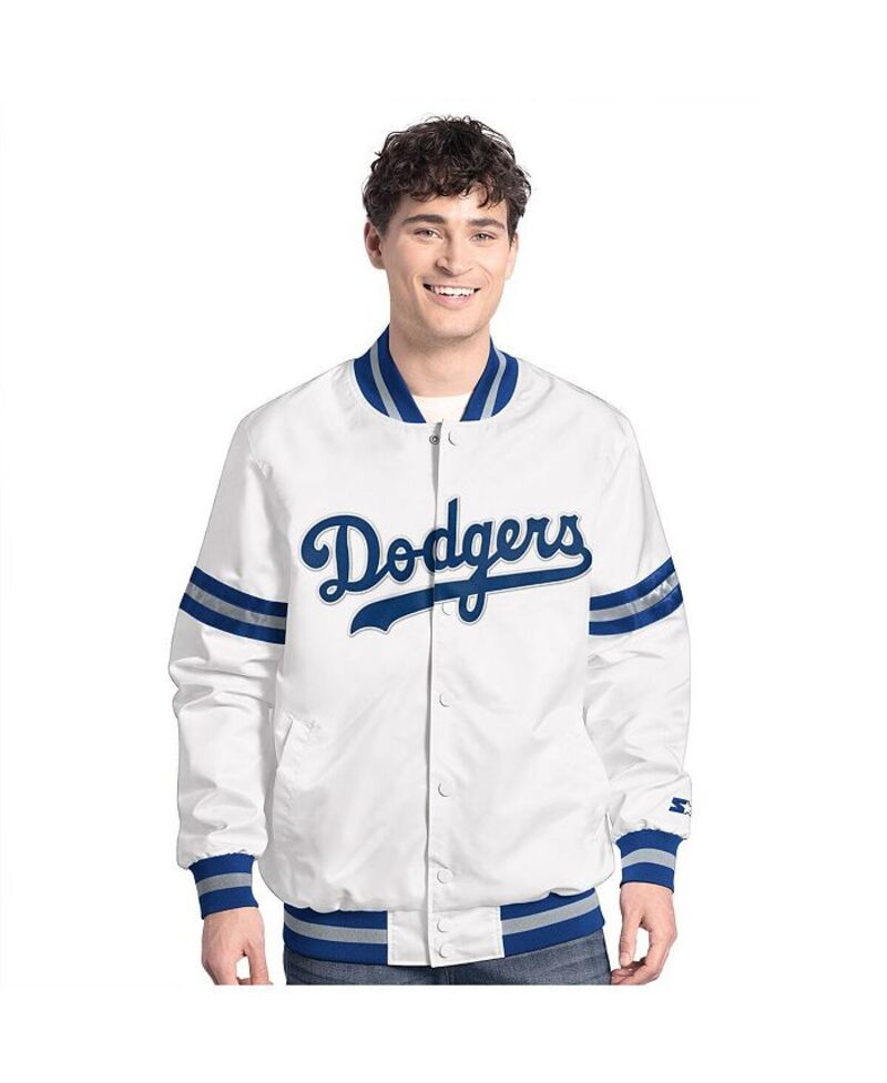 楽天ReVida 楽天市場店スターター メンズ アウター ジャケット・ブルゾン ジャケット Starter Men's White Los Angeles Dodgers Cooperstown Scout Full-Snap Varsity Jacket White ホワイト