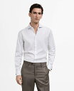 【送料無料】 マンゴ メンズ シャツ トップス Men's Slim-Fit Cotton Dress Shirt White