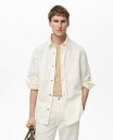 【送料無料】 マンゴ メンズ シャツ トップス Men's Lyocell Regular-Fit Overshirt Off White
