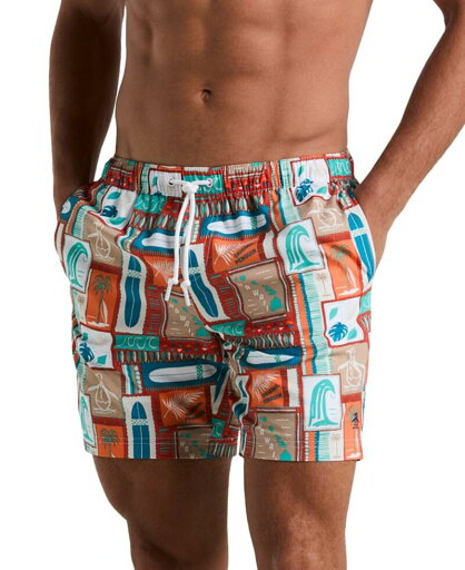 【送料無料】 オリジナルペンギン メンズ ハーフパンツ・ショーツ 水着 Men's Slim Fit Surf Print Drawstring 7" Swim Trunks Cherry Tomato 【送料無料】 オリジナルペンギン メンズ ハーフパンツ・ショーツ 水着 Men's Slim Fit Surf Print Drawstring 7" Swim Trunks Cherry Tomato