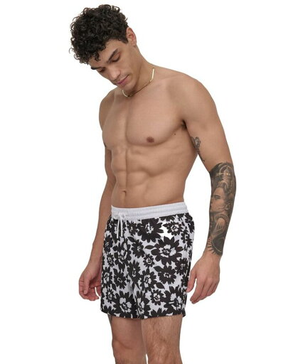 【送料無料】 ダナ キャラン ニューヨーク メンズ ハーフパンツ・ショーツ 水着 Men's Euro Black & White Bandana Print Performance 5" Volley Shorts Flower 【送料無料】 ダナ キャラン ニューヨーク メンズ ハーフパンツ・ショーツ 水着 Men's Euro Black & White Bandana Print Performance 5" Volley Shorts Flower