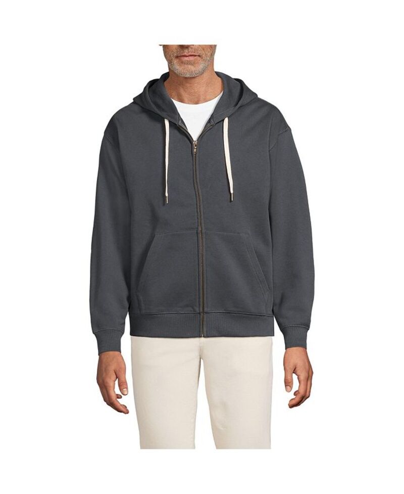 【送料無料】 ランズエンド メンズ パーカー・スウェット アウター Men's Long Sleeve French Terry Full Zip Hoodie Inkwell gray
