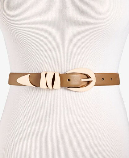 【送料無料】 On 34th レディース ベルト アクセサリー Skinny Sculptural Buckle Belt Toffee 【送料無料】 On 34th レディース ベルト アクセサリー Skinny Sculptural Buckle Belt Toffee