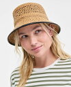 【送料無料】 On 34th レディース 帽子 アクセサリー Faux-Leather-Trim Straw Bucket Hat Lt/pas Bwn