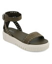 【送料無料】 ミア レディース サンダル シューズ Women's Evelin Grommeted Platform Round Toe Sandals Khaki Silver(4)