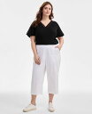 【送料無料】 スタイルアンドコー レディース カジュアルパンツ ボトムス Plus Size Pull-On Cropped Pants Bright White