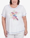 【送料無料】 アルフレッド ダナー レディース シャツ トップス Plus Size Parrot Cay Centered Short Sleeve T-Shirt White