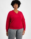 【送料無料】 イデオロギー レディース パーカー・スウェット アウター Plus Size V-Neck Fleece Sweatshirt Cranberry Whip(4)