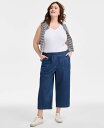 【送料無料】 スタイルアンドコー レディース カジュアルパンツ ボトムス Plus Size Chambray Pull-On Cropped Pants Karen Dark Chambray