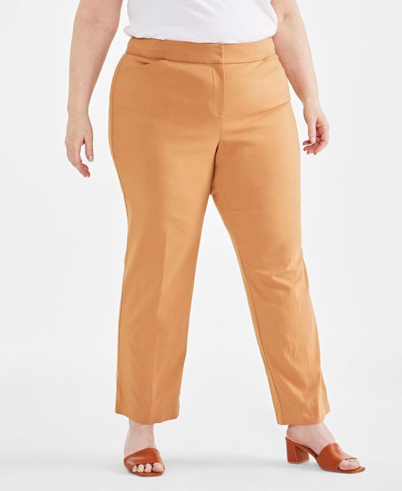 【送料無料】 ジェイエムコレクション レディース カジュアルパンツ ボトムス Plus Size Curvy-Fit Straight-Leg Pants Canyon Trail