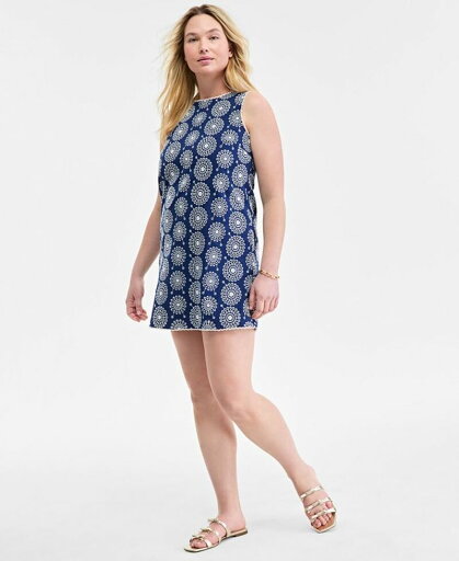 【送料無料】 On 34th レディース ワンピース トップス Women's Sleeveless Scallop-Edge Eyelet Shift Dress Blazing Navy 【送料無料】 On 34th レディース ワンピース トップス Women's Sleeveless Scallop-Edge Eyelet Shift Dress Blazing Navy