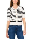 【送料無料】 セセ レディース ニット・セーター アウター Women's Short-Sleeve Striped Cardigan Antique Whit...