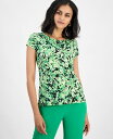 【送料無料】 カスパール レディース シャツ トップス Women's Printed Cap-Sleeve Cowlneck Top Regular & Pe...