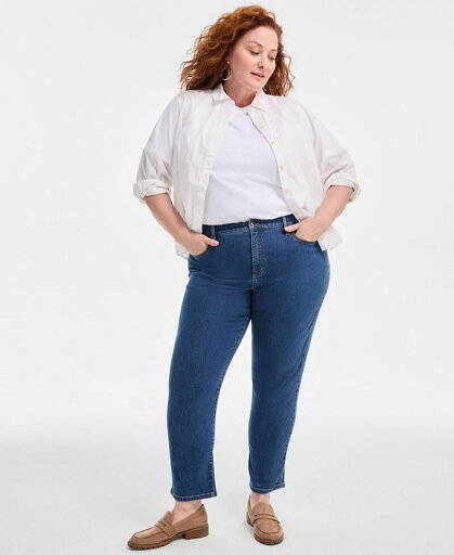 【送料無料】 スタイルアンドコー レディース デニムパンツ ボトムス Plus Size High-Rise Cropped Straight-Leg Jeans Medium Light 【送料無料】 スタイルアンドコー レディース デニムパンツ ボトムス Plus Size High-Rise Cropped Straight-Leg Jeans Medium Light