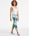 【送料無料】 ジェイエムコレクション レディース カジュアルパンツ ボトムス Women's Printed Rivet Capri Pants Beige Creme